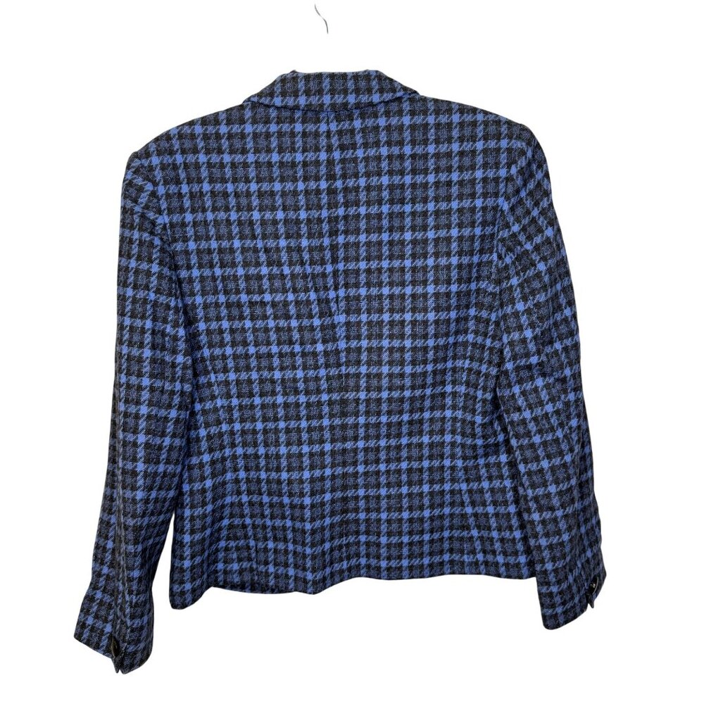 VTG Pendleton Womens Blue Black Houndstooth Wool Blazer Jacket Size 6 Preppy - Picture 2 of 10